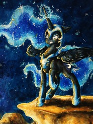 Size: 1280x1707 | Tagged: safe, artist:dimwitdog, nightmare moon, g4, ethereal mane, galaxy mane, stars