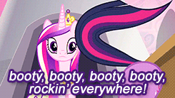 Size: 245x138 | Tagged: safe, edit, edited screencap, screencap, princess cadance, twilight sparkle, alicorn, pony, unicorn, friendship is witchcraft, g4, animated, ass up, booty booty booty booty rockin' everywhere, bubba sparxxx, butt, butt shake, confused, face down ass up, female, foaly matripony, frown, gif, gif for breezies, mare, ms. new booty, picture for breezies, plot, song reference, subtitles, twibutt, unicorn twilight, wide eyes