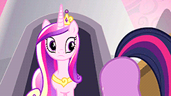 Size: 245x138 | Tagged: safe, screencap, queen chrysalis, twilight sparkle, g4, animated, ass up, blinking, fake cadance, female