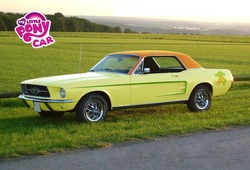 Size: 1024x695 | Tagged: safe, artist:shadowbolt240z, carrot top, golden harvest, g4, car, ford, mustang