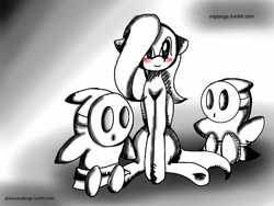 Size: 1024x768 | Tagged: safe, artist:mlpblogs, fluttershy, shy guy, g4, 30 minute art challenge, blushing, crossover, nintendo, super mario bros., super mario bros. 2