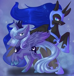 Size: 739x758 | Tagged: safe, artist:whitephox, nightmare moon, princess luna, g4, duality, s1 luna