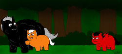 Size: 3013x1346 | Tagged: safe, artist:phantomfluffy, fluffy pony, feral fluffy pony, howler, smarty friend