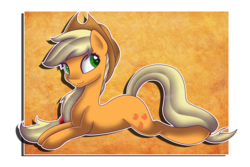 Size: 3000x2000 | Tagged: safe, artist:pastelflakes, applejack, earth pony, pony, g4, female, prone, solo