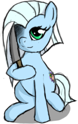 Size: 296x468 | Tagged: safe, oc, oc only, oc:tracy cage, pony, 4chan, knife, simple background, solo, transparent background