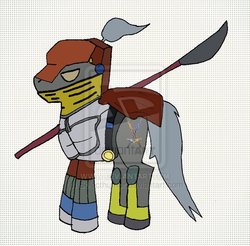 Size: 871x856 | Tagged: safe, artist:selecthumor, pony, excalibur, excalipoor, final fantasy, gilgamesh, ponified, solo