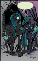 Size: 400x644 | Tagged: safe, idw, official comic, megasoma, queen chrysalis, changeling, g4, the return of queen chrysalis, spoiler:comic, changeling officer, exploitable