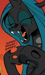 Size: 378x622 | Tagged: safe, idw, official comic, queen chrysalis, changeling, g4, the return of queen chrysalis, spoiler:comic, clapping, cute, cutealis, goody goody