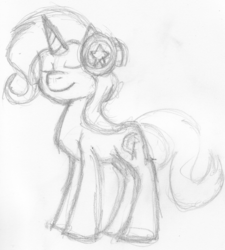 Size: 1280x1423 | Tagged: safe, artist:crusadervx, trixie, g4, headphones, sketch, smiling
