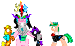 Size: 673x416 | Tagged: safe, oc, oc only, oc:high stakes, oc:nyx, oc:ticket, alicorn, pony, alicorn oc, ms paint, simple background, tiara ultima