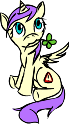 Size: 322x578 | Tagged: safe, alula, pluto, princess erroria, alicorn, pony, g4, clover, female, filly, four leaf clover, simple background, solo, transparent background