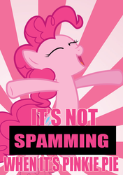 Size: 513x729 | Tagged: safe, pinkie pie, g4, caption, pink text, pony spam