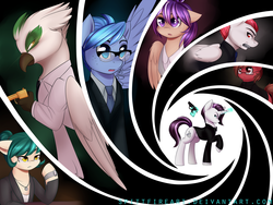 Size: 1600x1200 | Tagged: safe, artist:spittfireart, oc, griffon, commission, james bond, ponified, weapon