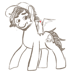 Size: 500x500 | Tagged: dead source, safe, artist:mt, parrot, hat, jacques, jontron, ponified, scrunchy face