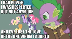 Size: 945x516 | Tagged: safe, edit, edited screencap, screencap, applejack, fluttershy, owlowiscious, pinkie pie, rainbow dash, rarity, spike, twilight sparkle, g4, owl's well that ends well, book, image macro, mane seven, mane six, randy newman, song reference, strange things are happening to me, toy story