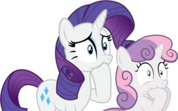 Size: 5601x3500 | Tagged: safe, artist:the-crusius, rarity, sweetie belle, pony, unicorn, g4, absurd resolution, belle sisters, female, filly, foal, hoof in mouth, mare, marshmallow, rarity is a marshmallow, siblings, simple background, sisters, sweetie belle is a marshmallow too, transparent background, vector