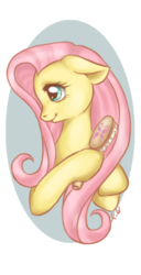 Size: 302x592 | Tagged: safe, artist:lady-kriss, fluttershy, pony, g4, brushing, female, solo