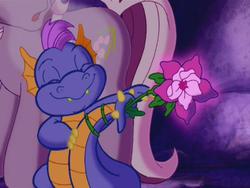 Size: 640x480 | Tagged: safe, screencap, master kenbroath gilspotten heathspike, wysteria, dragon, earth pony, pony, g3, the princess promenade, cute, flower, giggling, princess flower, spikabetes, spikes, vine