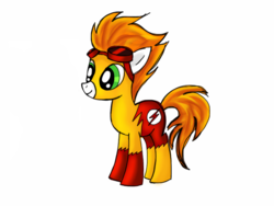 Size: 900x675 | Tagged: safe, artist:icollectluck, pony, crossover, dc comics, goggles, kid flash, ponified, solo, the flash