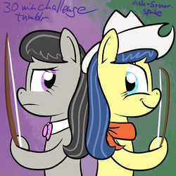 Size: 1000x1000 | Tagged: safe, artist:stoner-spike, fiddlesticks, octavia melody, pony, g4, 30 minute art challenge, apple family member, bipedal