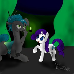 Size: 900x900 | Tagged: safe, artist:darkonix, queen chrysalis, rarity, g4, 30 minute art challenge, alternate hairstyle