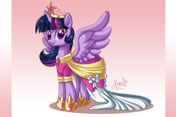 Size: 2652x1760 | Tagged: safe, artist:anthocat, twilight sparkle, alicorn, pony, g4, magical mystery cure, clothes, coronation dress, cute, dress, female, mare, solo, twiabetes, twilight sparkle (alicorn)
