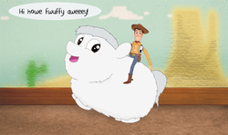 Size: 1508x901 | Tagged: safe, artist:gowdie, fluffy pony, fluffy pony original art, male, toy story, woody