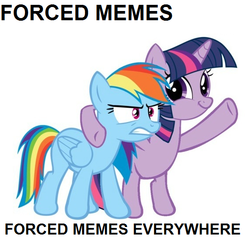 Size: 569x550 | Tagged: safe, rainbow dash, twilight sparkle, g4, image macro, meme, meta, twiface, x x everywhere