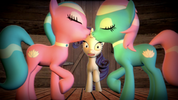 Size: 1920x1080 | Tagged: safe, artist:d0ntst0pme, aloe, lotus blossom, rarity, earth pony, pony, unicorn, g4, 3d, female, gmod, imminent kissing, incest, lesbian, mare, ship:spacest, shipping, spa twins, twincest