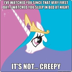 Size: 402x402 | Tagged: safe, princess celestia, alicorn, pony, friendship is witchcraft, g4, magical mystery cure, my little pony: friendship is magic, advice, advice meme, caption, exploitable meme, female, image macro, impact font, it'll be ok, mare, not creepy, solo, song reference, text, trollestia