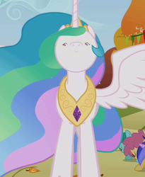 Size: 673x820 | Tagged: safe, edit, edited screencap, screencap, princess celestia, pony, fall weather friends, g4, faic, female, nightmare fuel, proncoss colostio, small eyes, solo, woll smoth