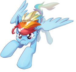 Size: 900x850 | Tagged: dead source, safe, artist:pyoo-kee-pony, rainbow dash, pegasus, pony, g4, female, flying, mare, open mouth, simple background, solo, spread wings, transparent background, wings