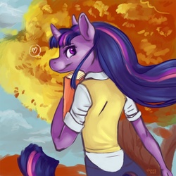 Size: 909x909 | Tagged: safe, artist:scarab, twilight sparkle, anthro, g4, book, clothes, cute, study