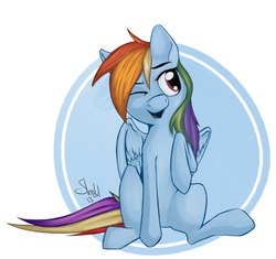 Size: 765x720 | Tagged: safe, artist:theslendid, rainbow dash, g4, sitting, solo