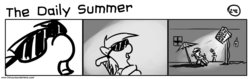 Size: 1280x404 | Tagged: safe, artist:tetrapony, derpy hooves, pegasus, pony, comic:the daily derp, g4, comic, female, mare, monochrome, sunglasses, the daily summer