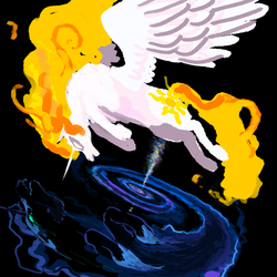 Size: 800x800 | Tagged: safe, artist:spectralunicorn, princess celestia, princess luna, alicorn, pony, g4, black hole, female, fight, mare