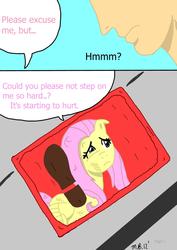 Size: 1240x1754 | Tagged: safe, artist:sonikku001, fluttershy, pegasus, pony, g4, doormat, flutterbuse, footprint, literal