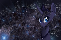 Size: 2373x1549 | Tagged: safe, artist:silbersternenlicht, princess luna, pony, g4, female, galaxy mane, solo, stars