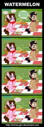 Size: 919x2600 | Tagged: safe, artist:shinta-girl, oc, oc only, oc:shinta pony, bullet seed, comic, translation, watermelon