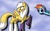 Size: 795x499 | Tagged: safe, artist:kampromon, rainbow dash, renamon, g4, digimon, ponified