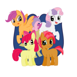 Size: 648x648 | Tagged: dead source, safe, artist:graphene, apple bloom, babs seed, scootaloo, sweetie belle, g4, cutie mark crusaders, simple background, transparent background