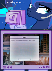 Size: 511x700 | Tagged: safe, princess luna, gamer luna, g4, ea, exploitable meme, sim city, sim city 5, tv meme