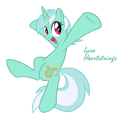 Size: 800x800 | Tagged: safe, artist:30clock, lyra heartstrings, pony, g4, alternate eye color, female, happy, pixiv, simple background, smiling, solo