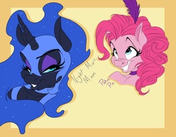 Size: 1280x996 | Tagged: safe, artist:crystal-for-ever, nightmare moon, pinkie pie, anthro, g4, bedroom eyes, saloon pinkie