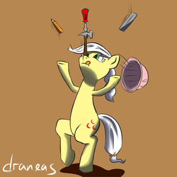 Size: 1000x1000 | Tagged: safe, artist:draneas, ambrosia, cindy block, pony, g4, 30 minute art challenge, bipedal, juggling