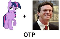 Size: 507x326 | Tagged: safe, twilight sparkle, g4, bedroom eyes, crossover shipping, exploitable meme, female, male, michael crichton, otp, shipping, straight, text