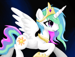 Size: 680x512 | Tagged: safe, artist:silvercommando, princess celestia, pony, g4, crying, female, sad, solo