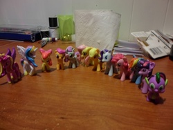 Size: 4608x3456 | Tagged: safe, apple bloom, applejack, fluttershy, pinkie pie, princess cadance, princess celestia, rainbow dash, rarity, scootaloo, spike, sweetie belle, twilight sparkle, g4, figurine, phidal, toilet paper, toy