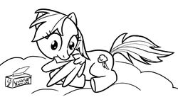 Size: 1200x690 | Tagged: artist needed, safe, rainbow dash, pegasus, pony, g4, cloud, preening, solo, wax