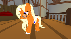 Size: 1920x1058 | Tagged: safe, oc, oc only, oc:dreamsicle, diaper, filly, foal, scrunchy face, second life